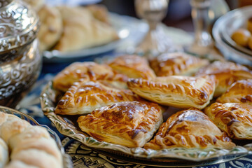 Samsa, savory pastries filled with meat or potatoes, baked to perfection for the Nowruz