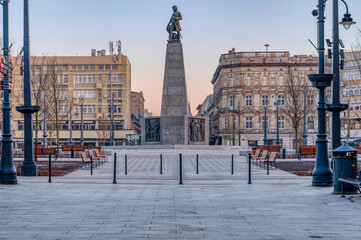 Miasto Łódź- widok na Plac Wolności. - obrazy, fototapety, plakaty