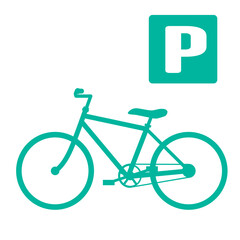 Fototapeta premium 住宅・自転車、駐輪場のアイコン 不動産・建設・マンション向けピクトグラム シンボル緑