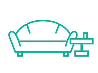 住宅・ソファ・ラウンジのアイコン　不動産・建設・マンション向けピクトグラム　シンボル緑