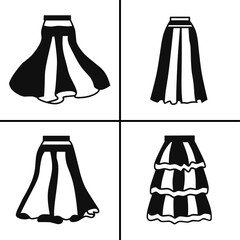 Vector black and white illustration of skirt icon for business. Stock vector design.