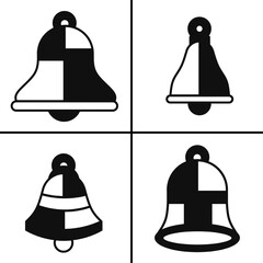 Vector black and white illustration of bell icon for business. Stock vector design.