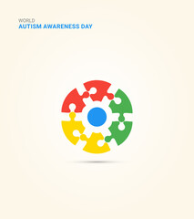 World autism awareness day, jigsaw puzzle, Autism day puzzle, creative design for autism day, design for social media banner, poster 3D Illustration.