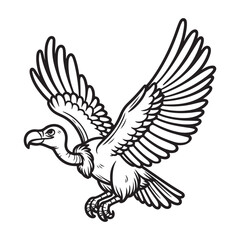 Obraz premium Line art of flying vulture cartoon vector