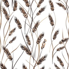 Seamless pattern spikelets against a white background
