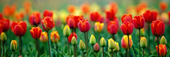 Fotobehang field of tulips. banner © Kateryna Muzhevska
