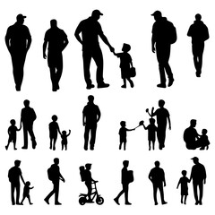 flat design father and son silhouette collection