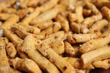 Basreng or bakso goreng, snack from sliced and fried meatballs