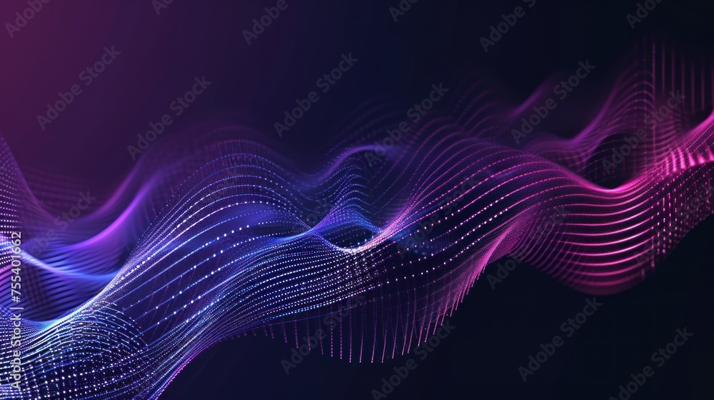 Poster futuristic dot pattern. colorful music waves.technology or science concept. 3d rendering