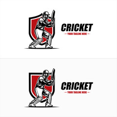 Cricket Logo or football club sign Badge. Cricket logo with shield background vector design