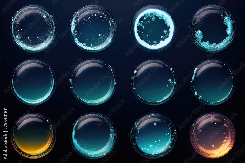 Poster A bunch of bubbles floating in the air. Suitable for various design projects