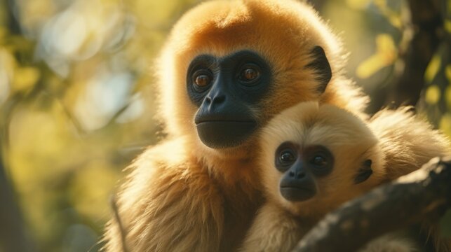 A close up image of a monkey with its baby. Ideal for illustrating the bond between parent and child