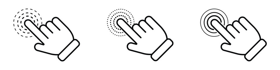 mouse cursor click and loading icon for computer, mobile app, animation, or ui design. mouse hand pointer black and white vector illustration on transparent background