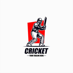 Team Club Cricket Badge Logo Template Vector