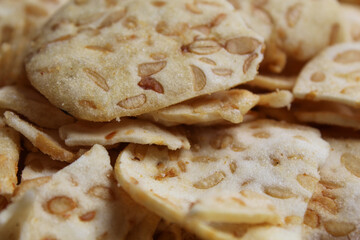 Background texture of Keripik tempe sagu or tempeh sago chips