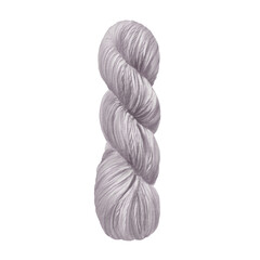 The wool is curled up into a pasma. Smoothly wound threads. Watercolor illustration. Knitting, needlework, creativity, tangle. Isolated over white background.