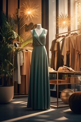Clothing store display with elegant dress. Ideal for fashion concept