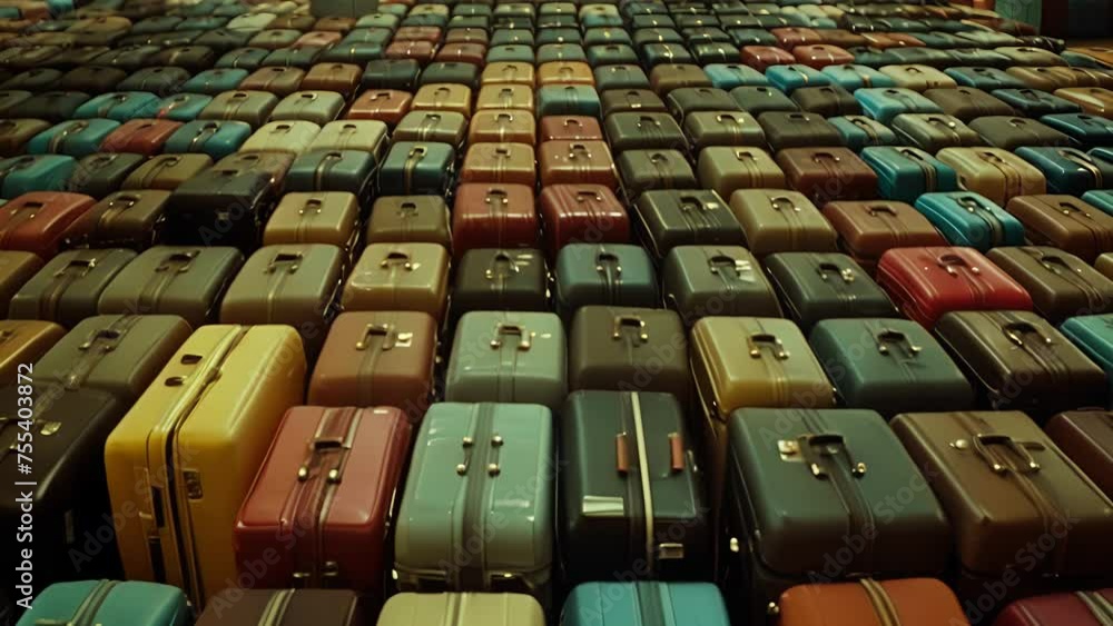 Poster a passengers tired eyes scan the endless rows of identical suitcases hoping to catch a glimpse of th