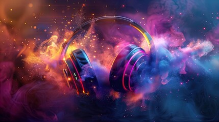 Explode the beat! Headphones burst with a symphony of colors!