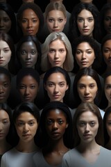 Obraz premium A large group of women with different faces. Ideal for concepts of diversity and inclusion
