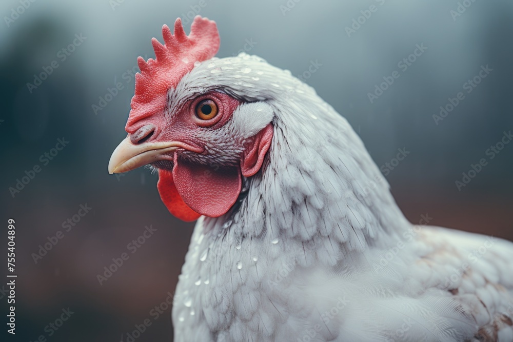 Aufkleber Detailed close up of a chicken with a distinctive red beak. Suitable for various farm and animal related projects