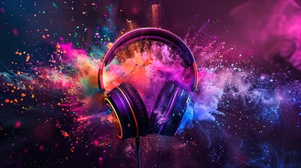 Explode the beat! Headphones burst with a symphony of colors!