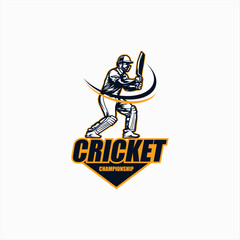 cricket logo. Silhouette of a cricket player, vector illustration.