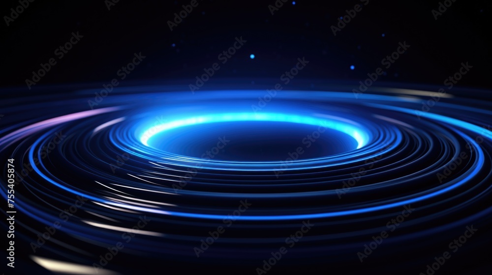 Poster A captivating image of a black hole with mesmerizing blue lights. Perfect for science and space-related projects
