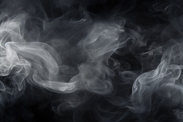 Close-up view of smoke on a dark black background. Perfect for adding a mysterious and dramatic touch to your design projects