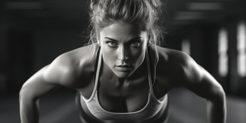 A woman exercising with push ups, suitable for fitness and health concept