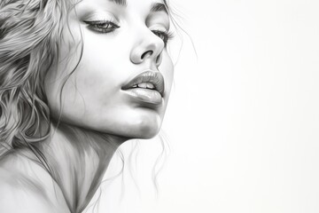 Fototapeta premium A realistic drawing of a woman with her eyes closed. Suitable for various artistic projects