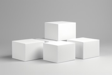 Three white cubes stacked on top of each other. Suitable for business or abstract concepts