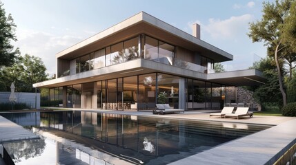 Naklejka premium Modern house with pool ,Details of luxury homes, houses and grounds