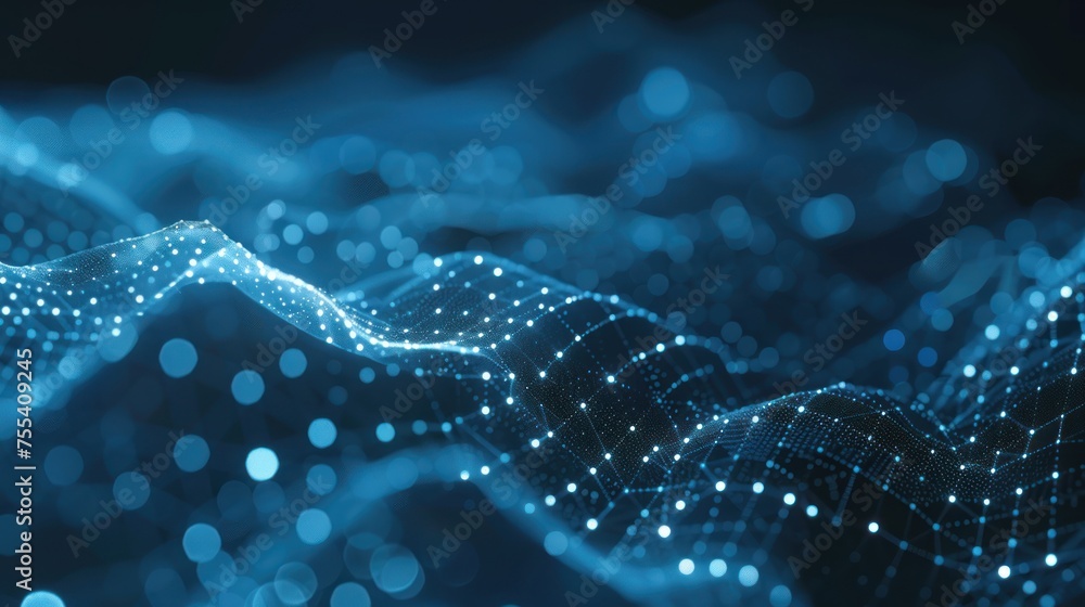 Poster blue circuit wave: abstract digital background with technology-inspired design and futuristic elemen