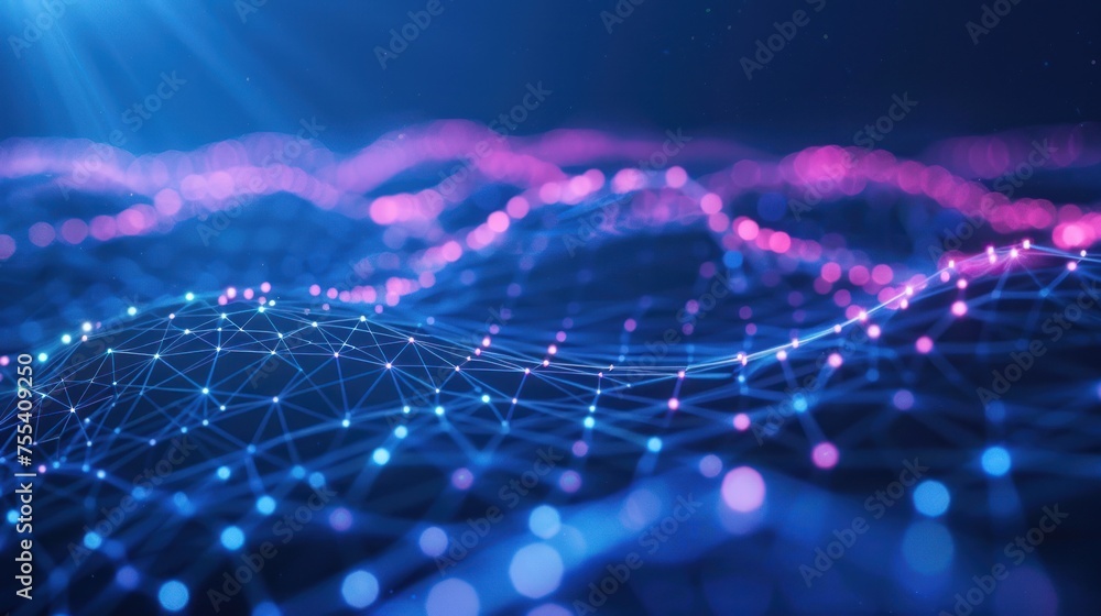 Poster blue circuit wave: abstract digital background with technology-inspired design and futuristic elemen