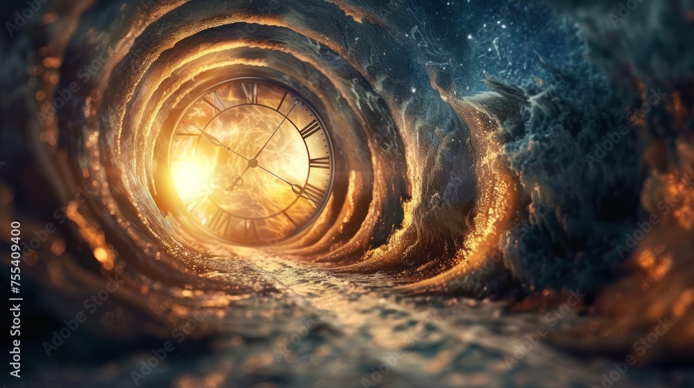 Wall mural background of time travel concept, a portal to any point in time. science fiction.