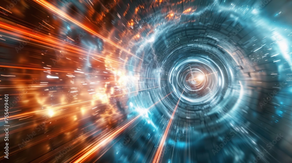 Wall mural background of time travel concept, a portal to any point in time. science fiction.