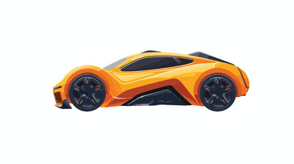Orange futuristic toy car isolated on a white background