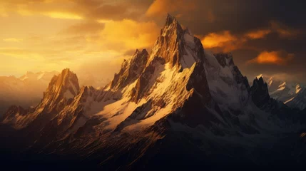Peel and stick wallpaper Ama Dablam Panoramic view of mountains at sunset,