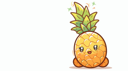 pineapple cartoon illustration with a shy expression