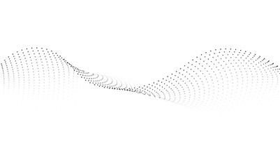 Abstract halftone flowing dots wave curved lines, frequency sound, technology curve dots lines. Digital future technology concept, science, banner, template, wallpaper, business, games.