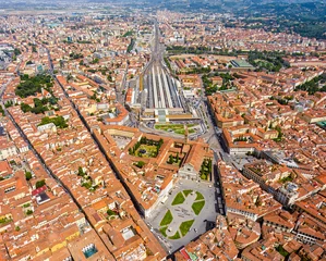 Fotobehang Florence, Italy. Central Railway Station. General view of the city on a sunny day. Aerial view © nikitamaykov