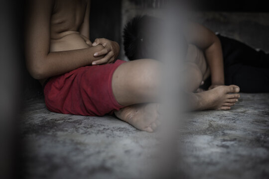  child was a victim of human trafficking, human rights violations, missing kidnapped.Trafficking concept.