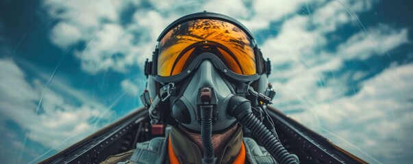 Into the Skies. Fighter Pilot in the Cockpit of a Jet, Ready to Soar into Action and Defend the Skies.