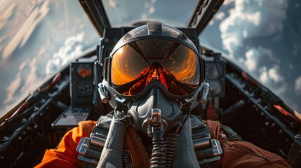 Into the Skies. Fighter Pilot in the Cockpit of a Jet, Ready to Soar into Action and Defend the Skies.
