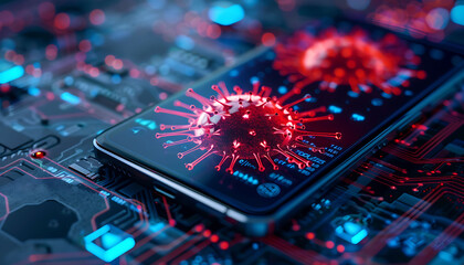 virus attacks on smartphones, trojans, attacks. - obrazy, fototapety, plakaty