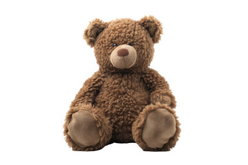 A friendly bear sitting facing forward, on transparency background PNG