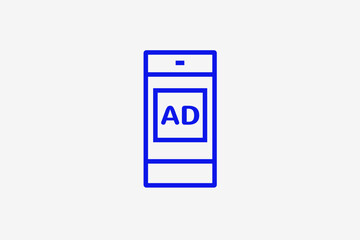 mobile advertising illustration in line style design. Vector illustration.