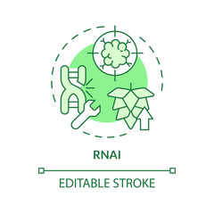 RNAi green concept icon. Rna interference. Genetic modification. Microorganism bioengineering. Round shape line illustration. Abstract idea. Graphic design. Easy to use in article, blog post