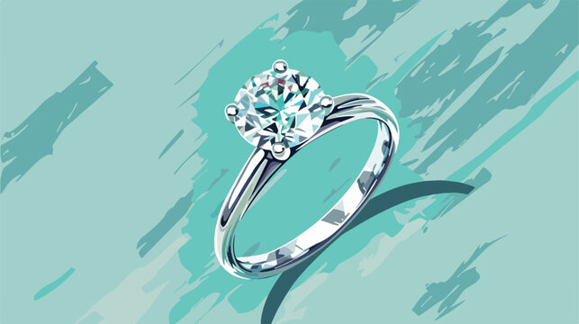 Solitaire diamond engagement ring on tiffany blue tex